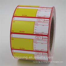Papel adhesivo personalizado impresión de etiquetas adhesivas de transferencia térmica en rollo